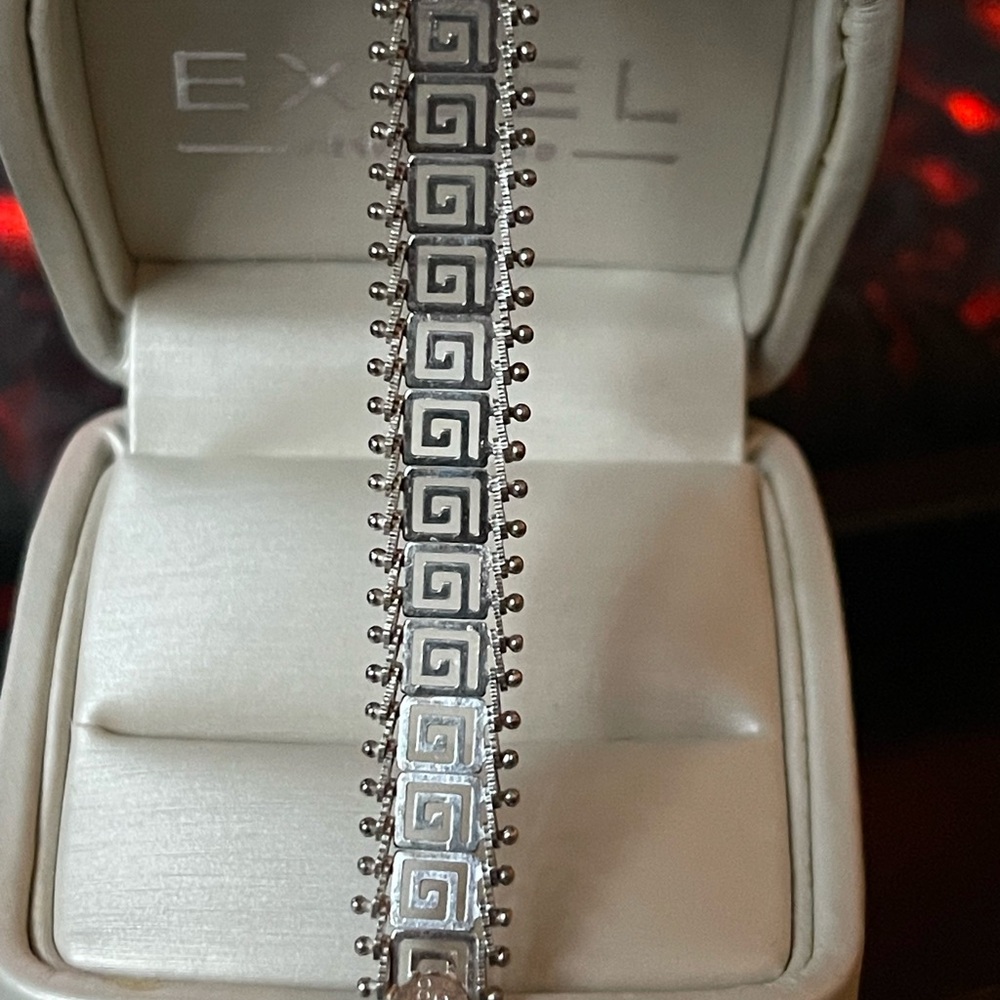 VTG 925 Mexico Silver Greek Key Bracelet - Picture 3 of 10